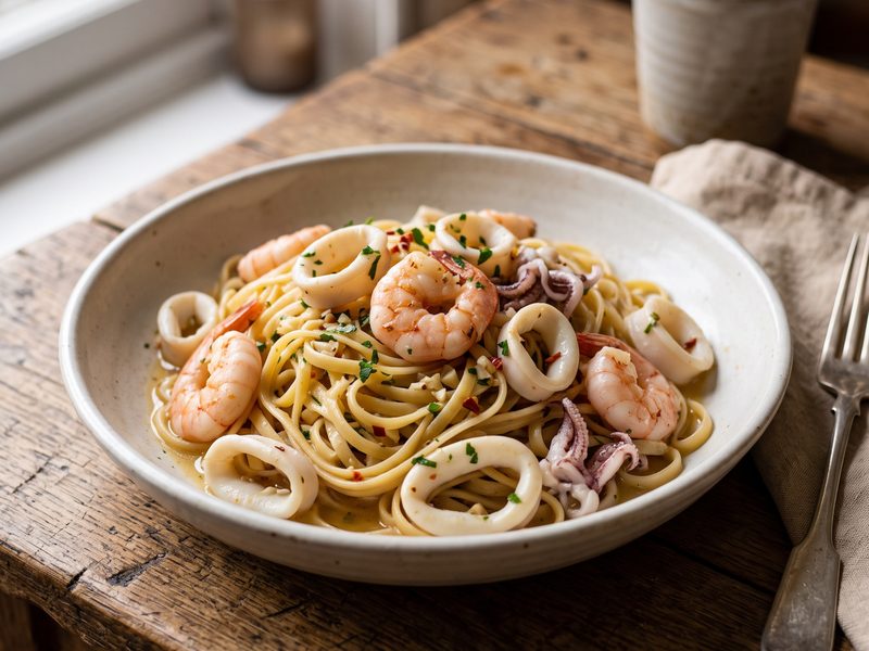 Linguine Pesce, generated from the menu description